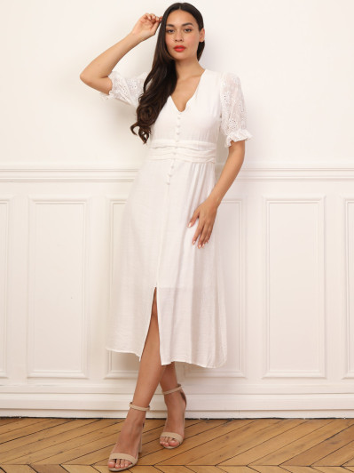 Robe à manches ballons et boutons