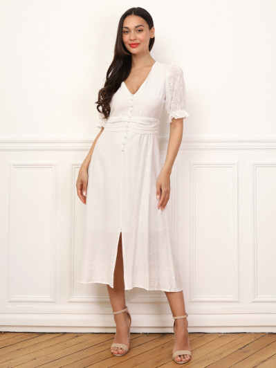 Robe à manches ballons et boutons