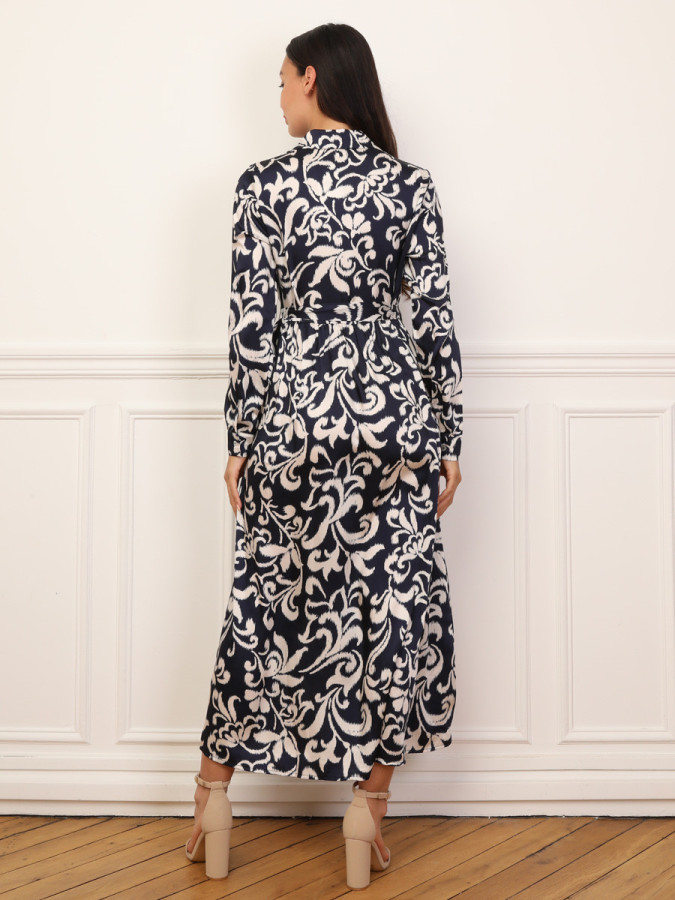 Robe chemise évasée à motifs