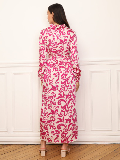 Robe chemise évasée à motifs