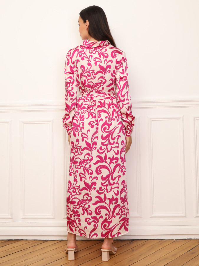 Robe chemise évasée à motifs