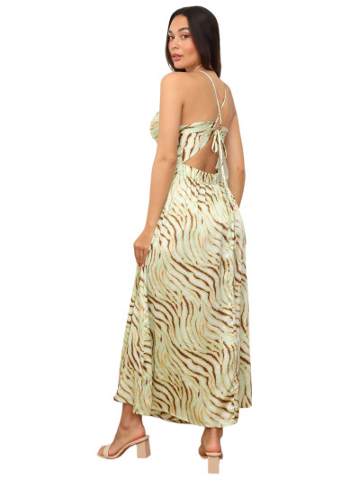 Robe longue froncée à motif zébré
