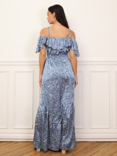 Robe évasée à volants et motif cachemire