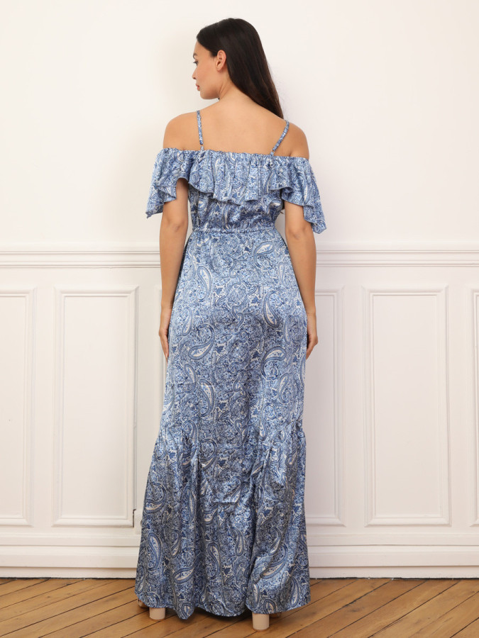 Robe évasée à volants et motif cachemire