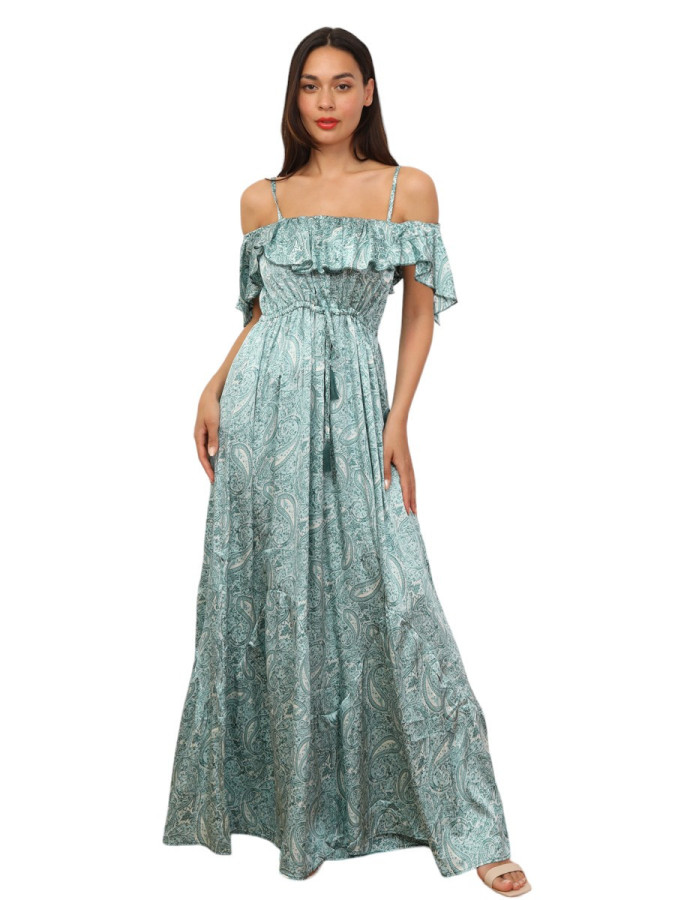 Robe évasée à volants et motif cachemire