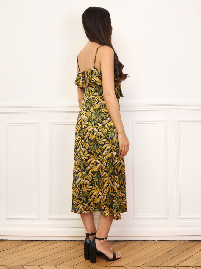 Robe à motif palmiers et volants