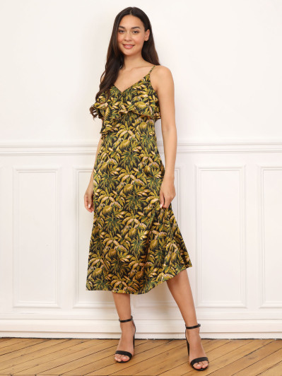 Robe à motif palmiers et volants
