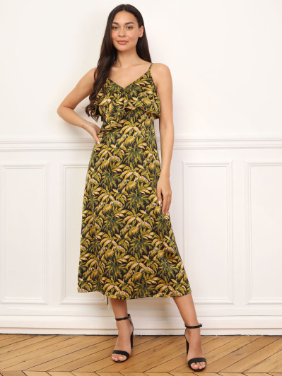 Robe à motif palmiers et volants