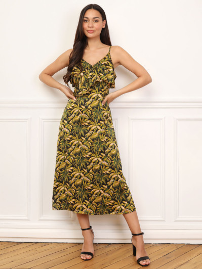 Robe à motif palmiers et volants
