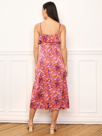 Robe à motif palmiers et volants
