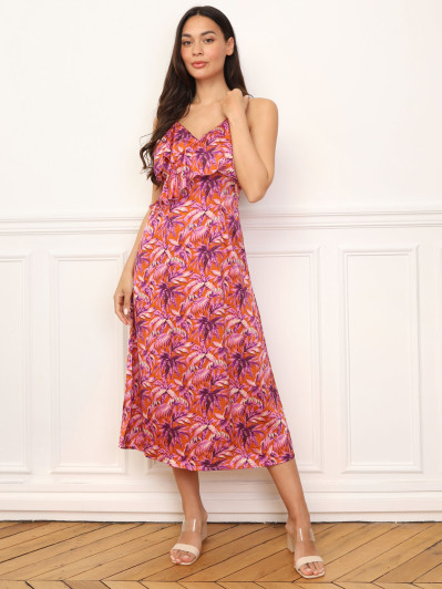 Robe à motif palmiers et volants