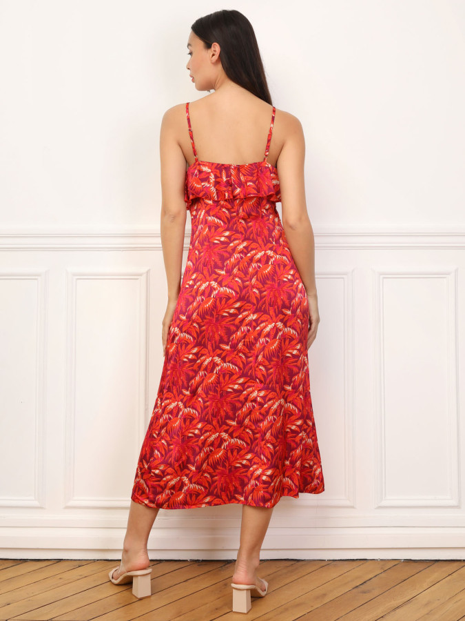 Robe à motif palmiers et volants