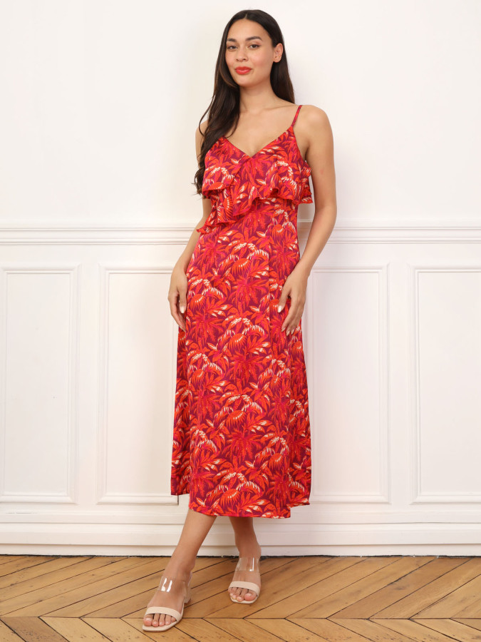 Robe à motif palmiers et volants
