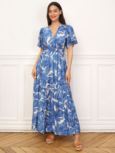Robe longue évasée à grandes fleurs