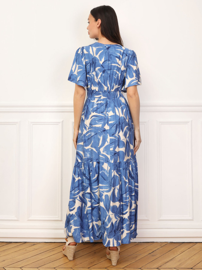 Robe longue évasée à grandes fleurs