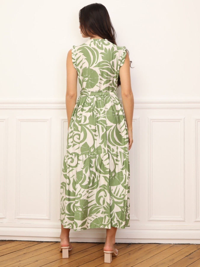 Robe évasée à volants et ceinture