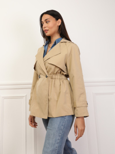 Trench court élastiqué à la taille