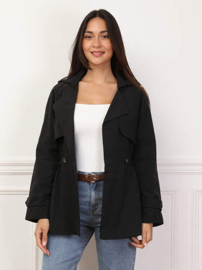 Trench court élastiqué à la taille