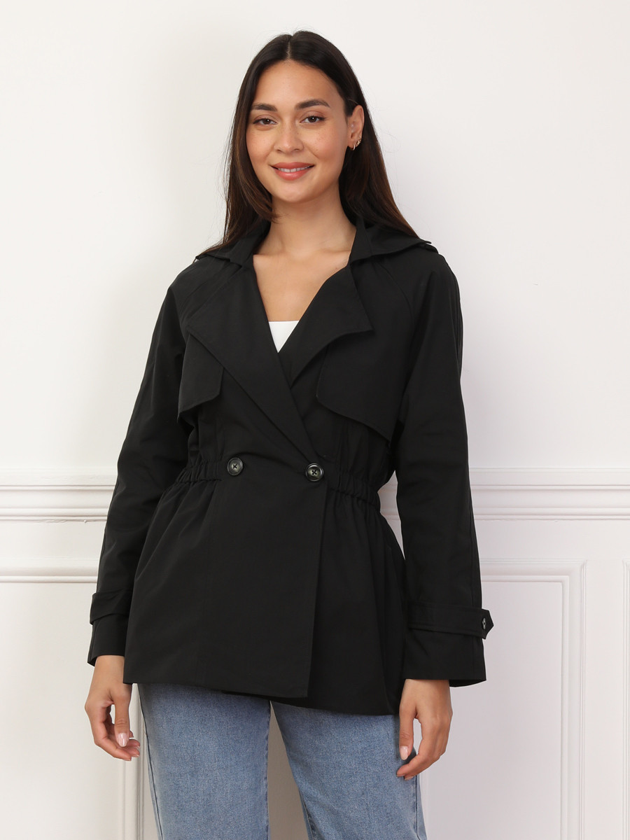 Trench court élastiqué à la taille