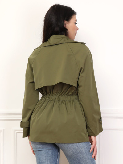 Trench court élastiqué à la taille