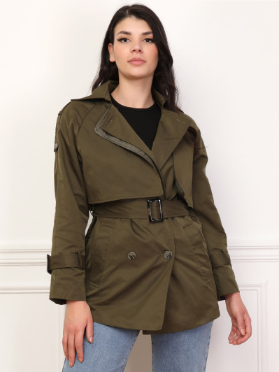 Trench court à double revers de col