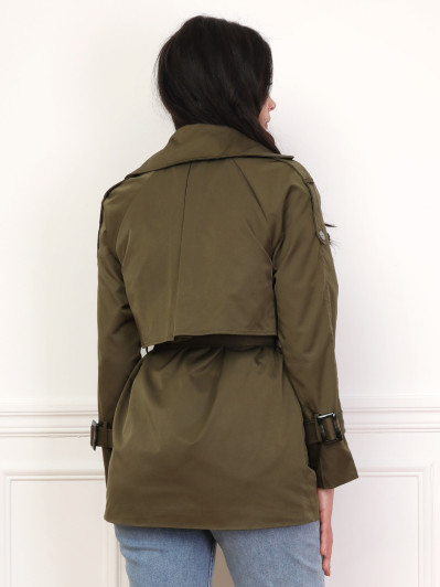 Trench court à double revers de col