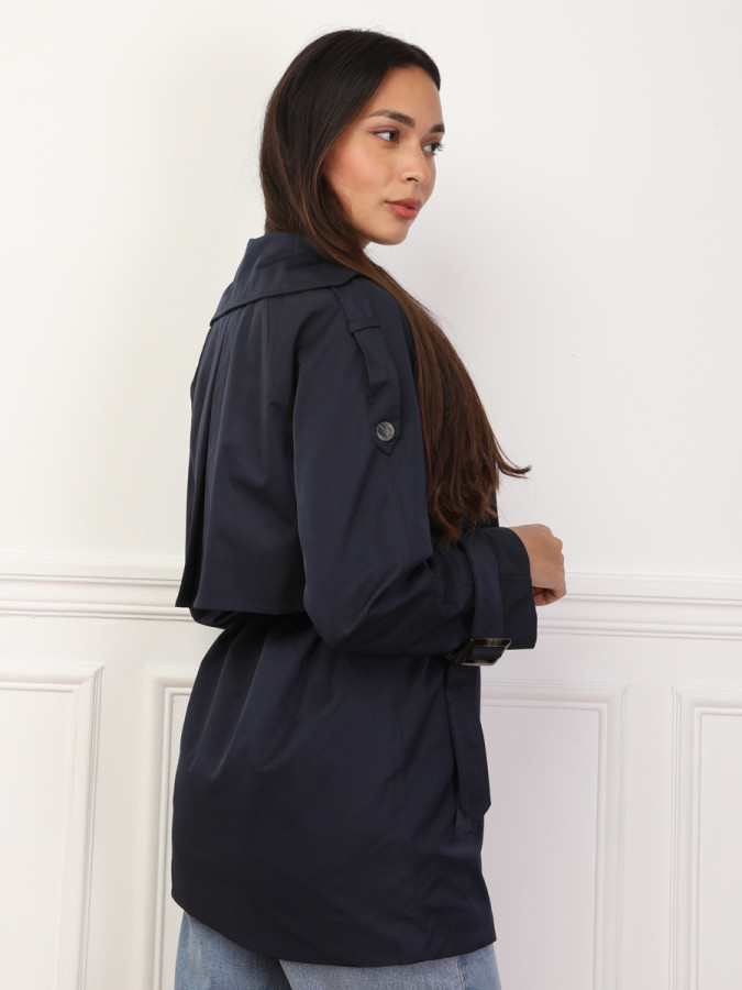 Trench court à double revers de col