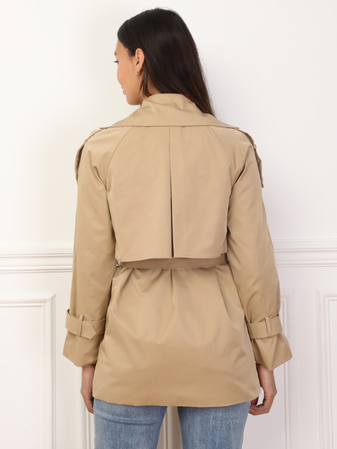 Trench court à double revers de col