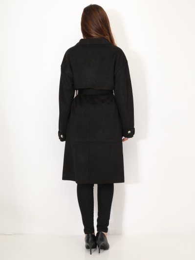 Trench mi-long en suédine