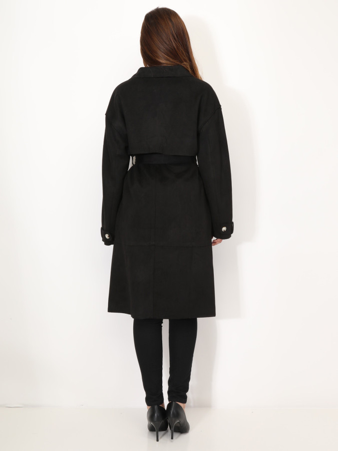 Trench mi-long en suédine