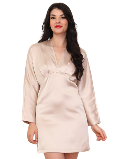 Robe effet cache-cœur satinée à dos nu