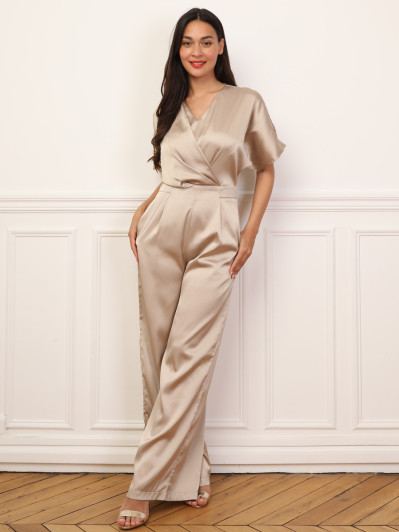 Combinaison satinée à effet portefeuille