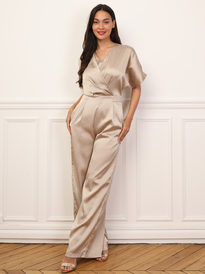 Combinaison satinée à effet portefeuille