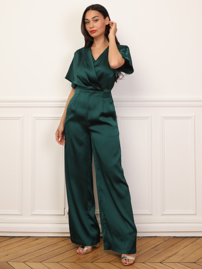 Combinaison satinée à effet portefeuille