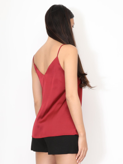 Caraco satiné à col V