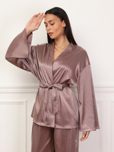 Ensemble pantalon et kimono satinés