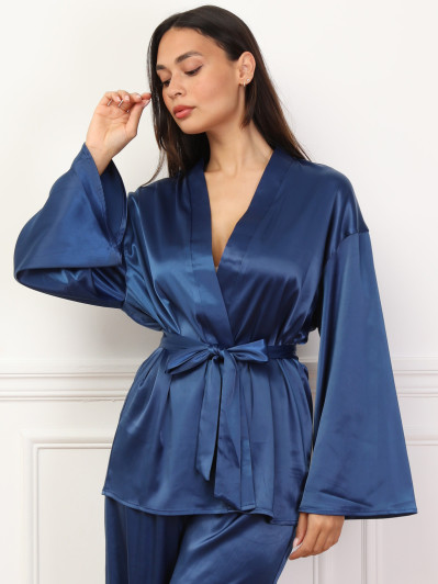 Ensemble pantalon et kimono satinés