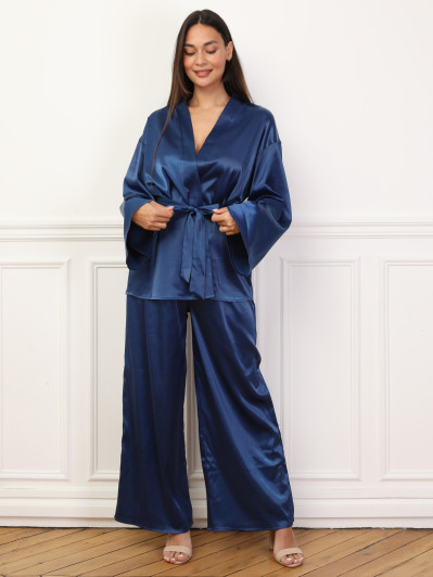 Ensemble pantalon et kimono satinés