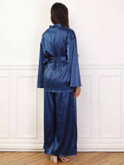 Ensemble pantalon et kimono satinés