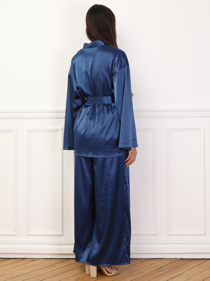 Ensemble pantalon et kimono satinés