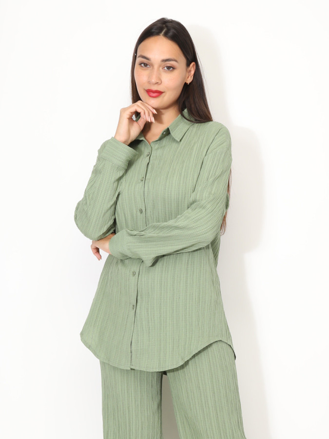 Ensemble chemise et pantalon plissés