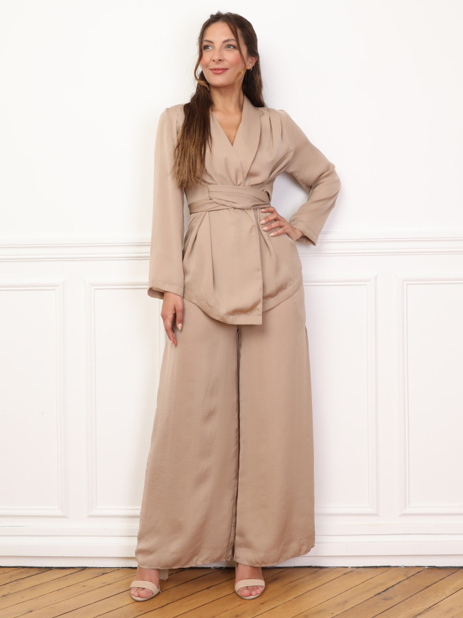 Ensemble kimono et pantalon texturés