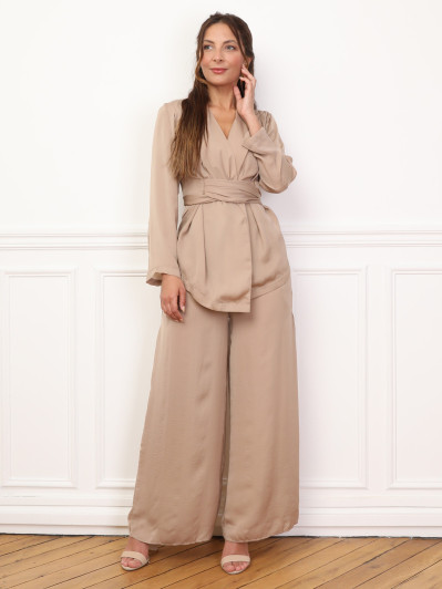 Ensemble kimono et pantalon texturés