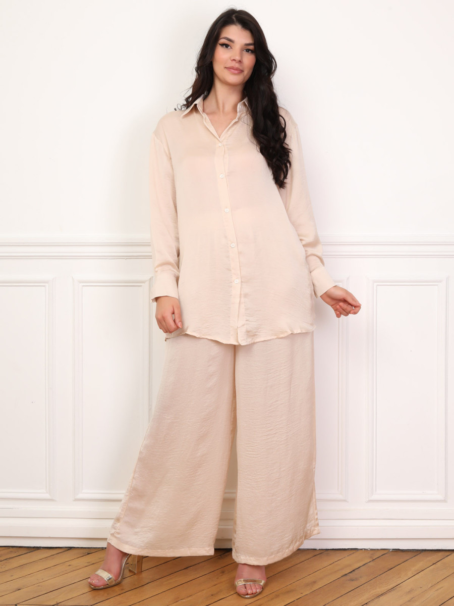Ensemble chemise pantalon satinés