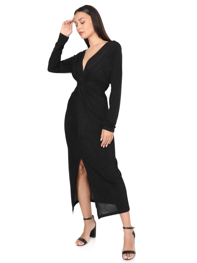 Robe longue torsadée et fendue