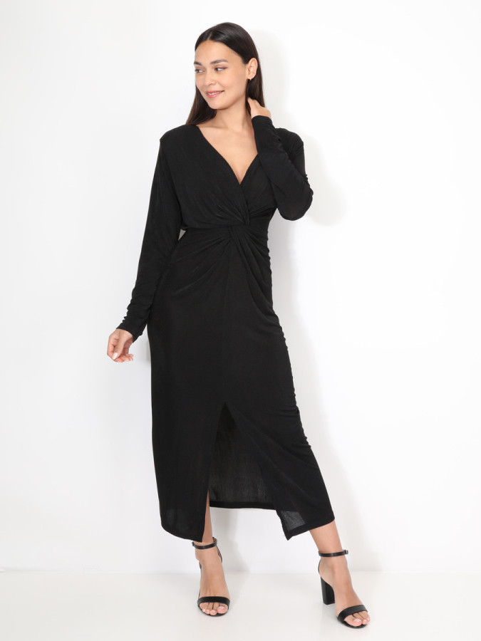 Robe longue torsadée et fendue