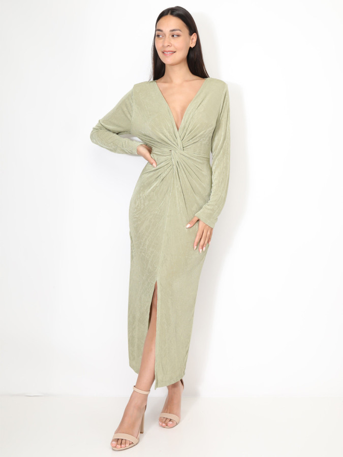 Robe longue torsadée et fendue