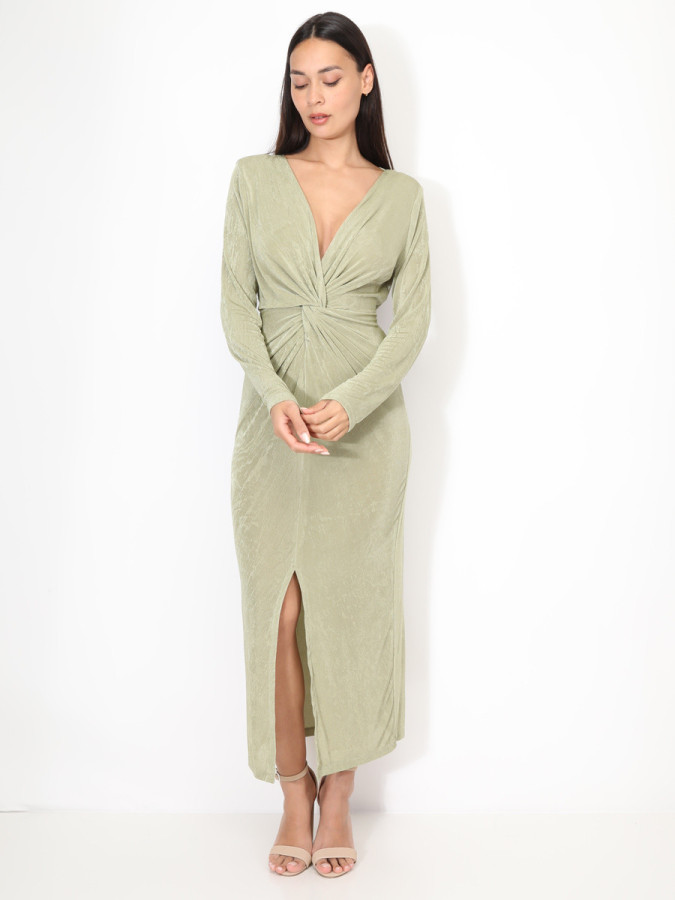 Robe longue torsadée et fendue