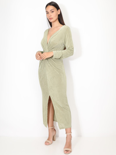 Robe longue torsadée et fendue
