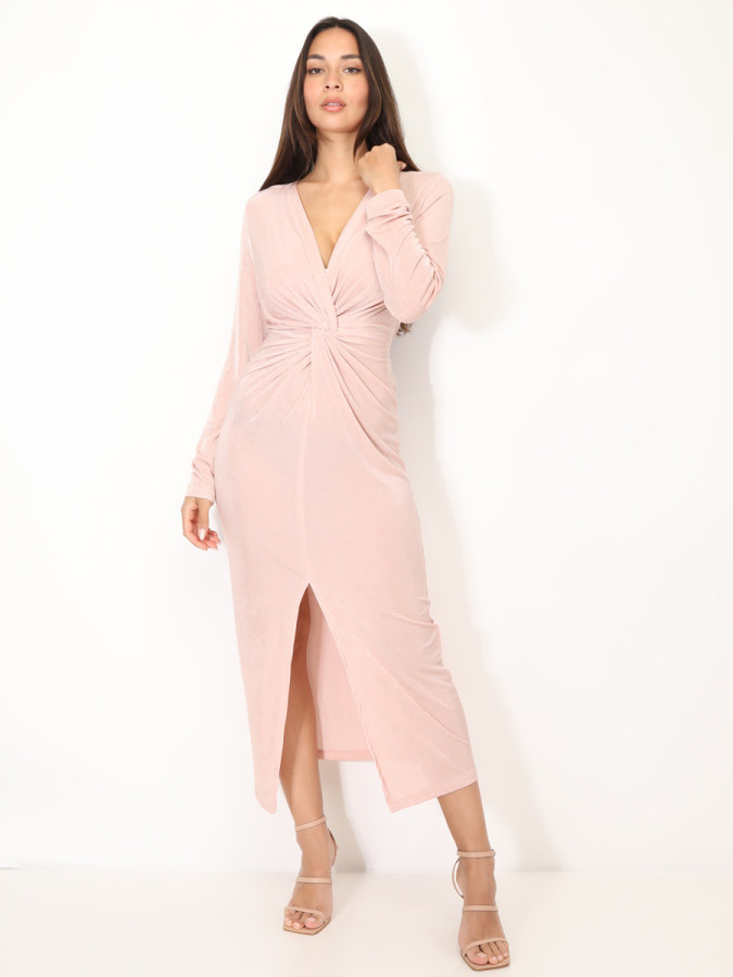 Robe longue torsadée et fendue